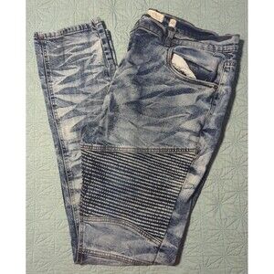 Evolution In Design Men's Jeans 42X32 Straight Leg Light Wash Distressed Denim